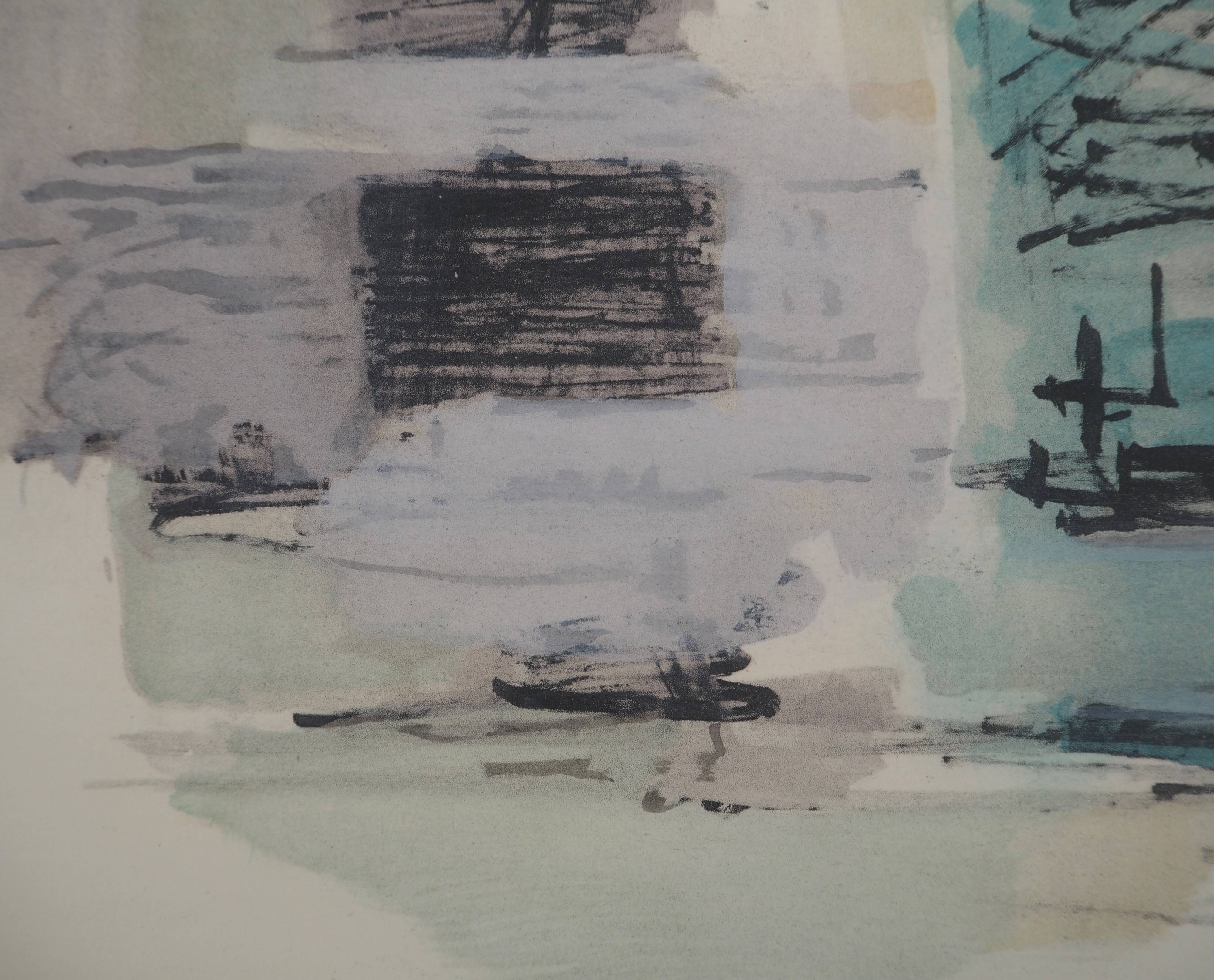 Jean rené bazaine: abstract composition - original signed lithograph