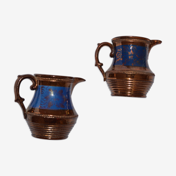 Pair of pitchers in Jersey earthenware