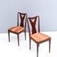 Set of Six Walnut Dining Chairs with Orange Fabric in the Style of Parisi