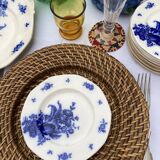 Blue dessert plates with Villeroy flower patterns and boch model Haarlem XIXth
