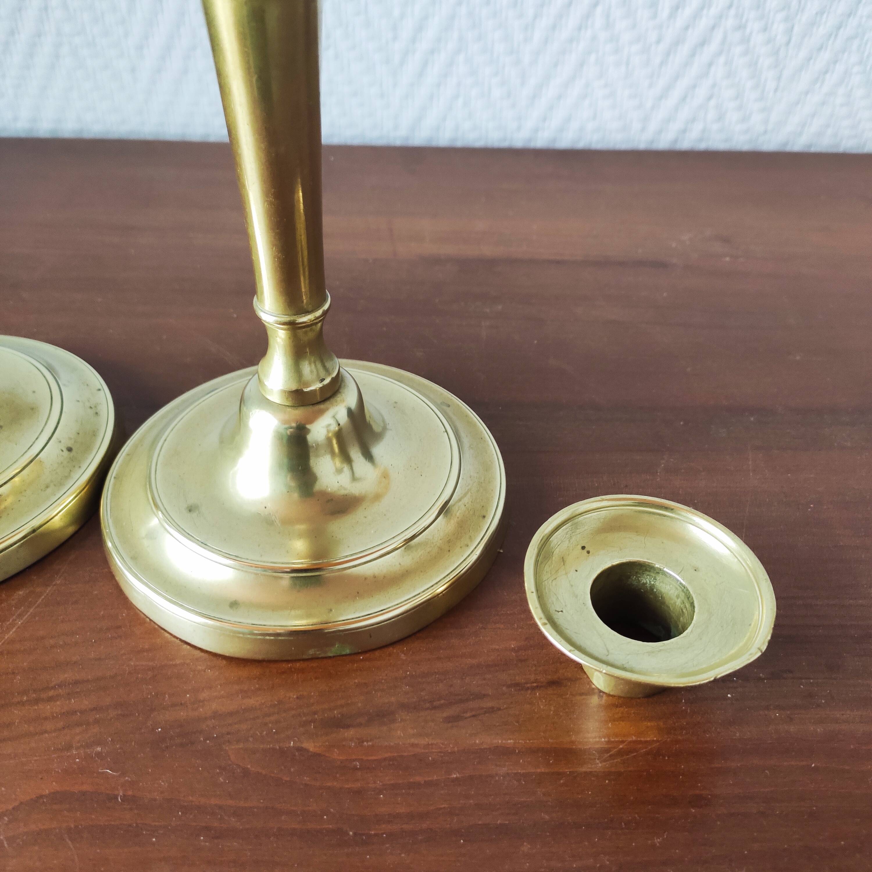 Pair of vintage solid brass candlesticks