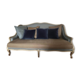 “Mise en demeure” bench in solid beech and velvet, Louis XV style