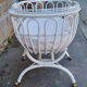 Bed crib bamboo rattan with wheels, white, with handle, vintage, 60s