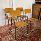 Set of 2 vintage school chairs and 2 armchairs.