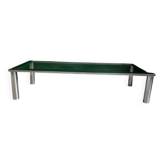 Table basse moderniste en acier chromé et verre