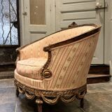 Small Sofa / Marquise From the Napoleon III Period in Waxed Wood in Louis XVI Style