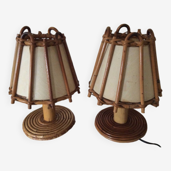 Lampe de chevet Louis Sognot en rotin