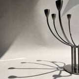 Large brushed metal candlestick with 8 candles, K. Hagberg design 1970