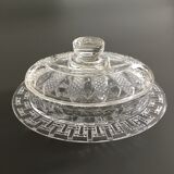 Beurrier ancien en verre ciselé