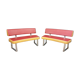 Pair of semi-moon benches in skai and chrome steel