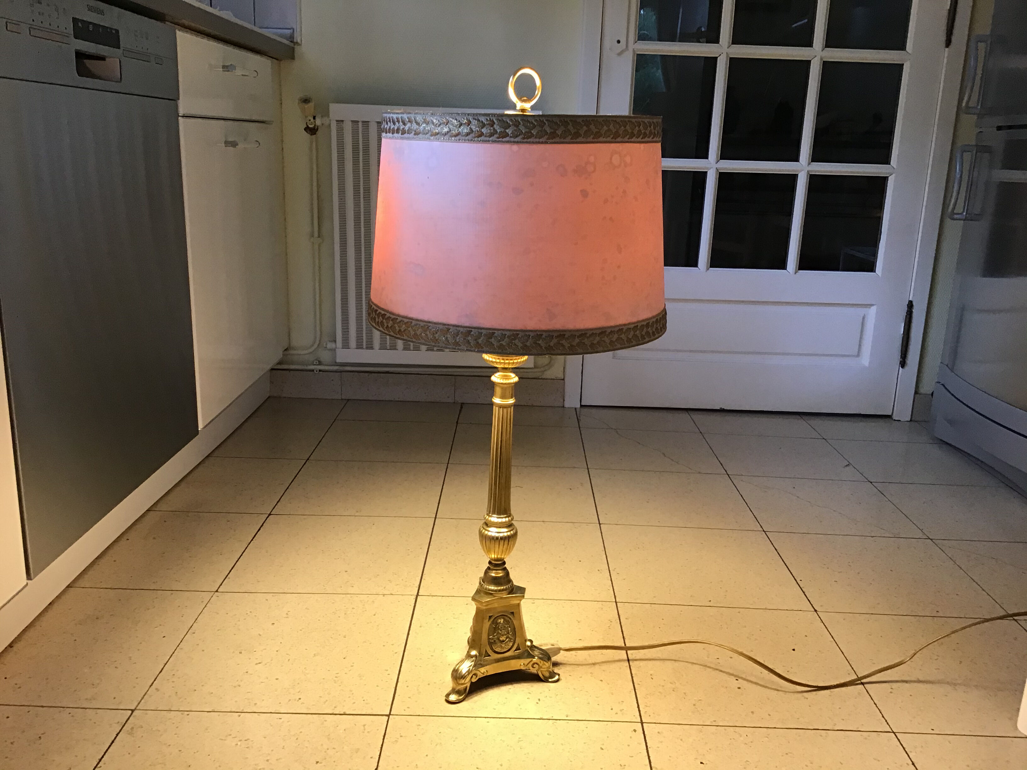 Candle spike mounted in lamp
