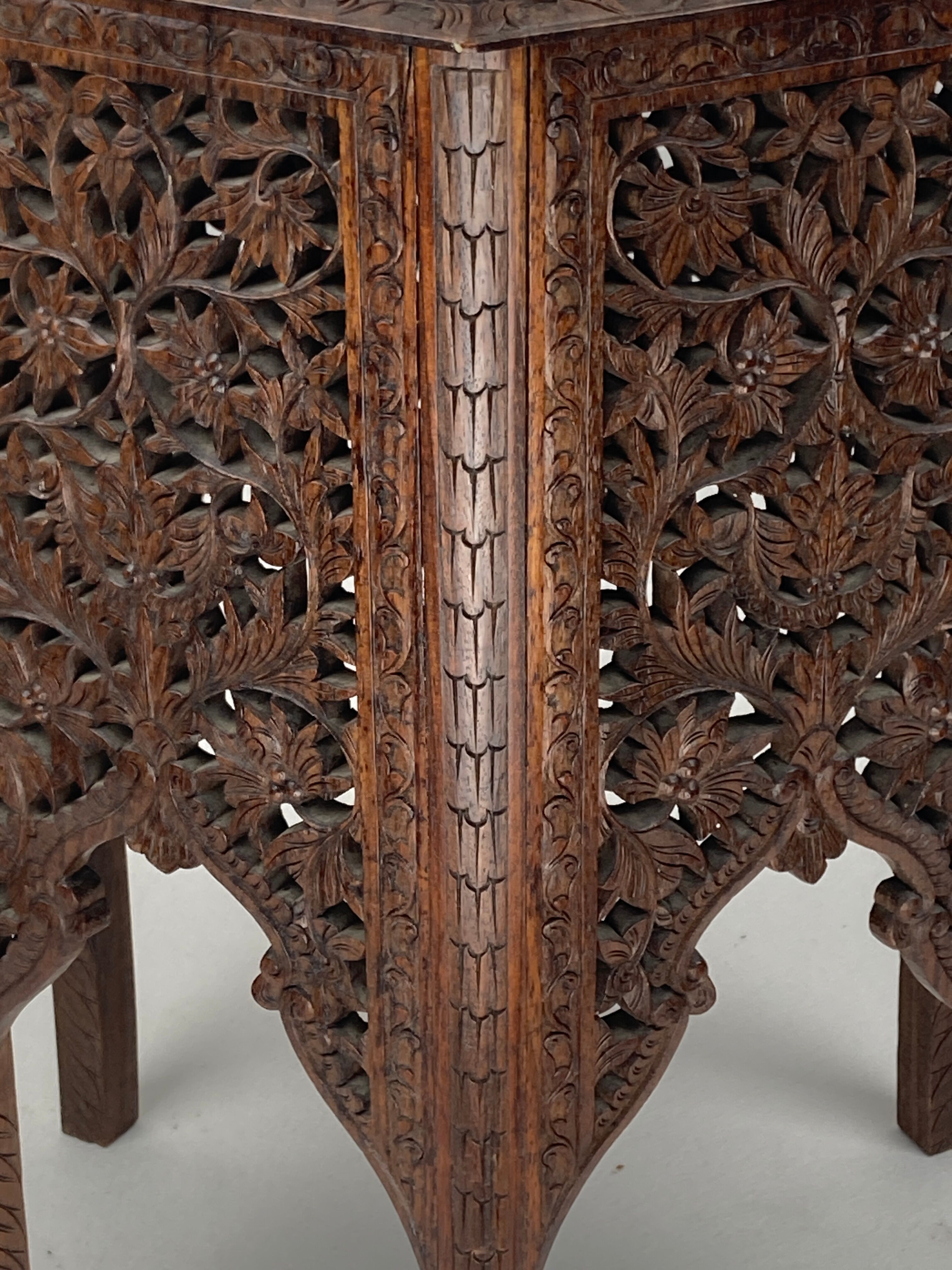 Antique 19th century burmese hand carved side or end table