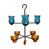 Hanging candlestick in cast iron and glass, Danish from the 1970s.