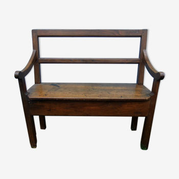 Ancient chestnut bench with armrests, late 19th century