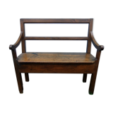 Ancient chestnut bench with armrests, late 19th century