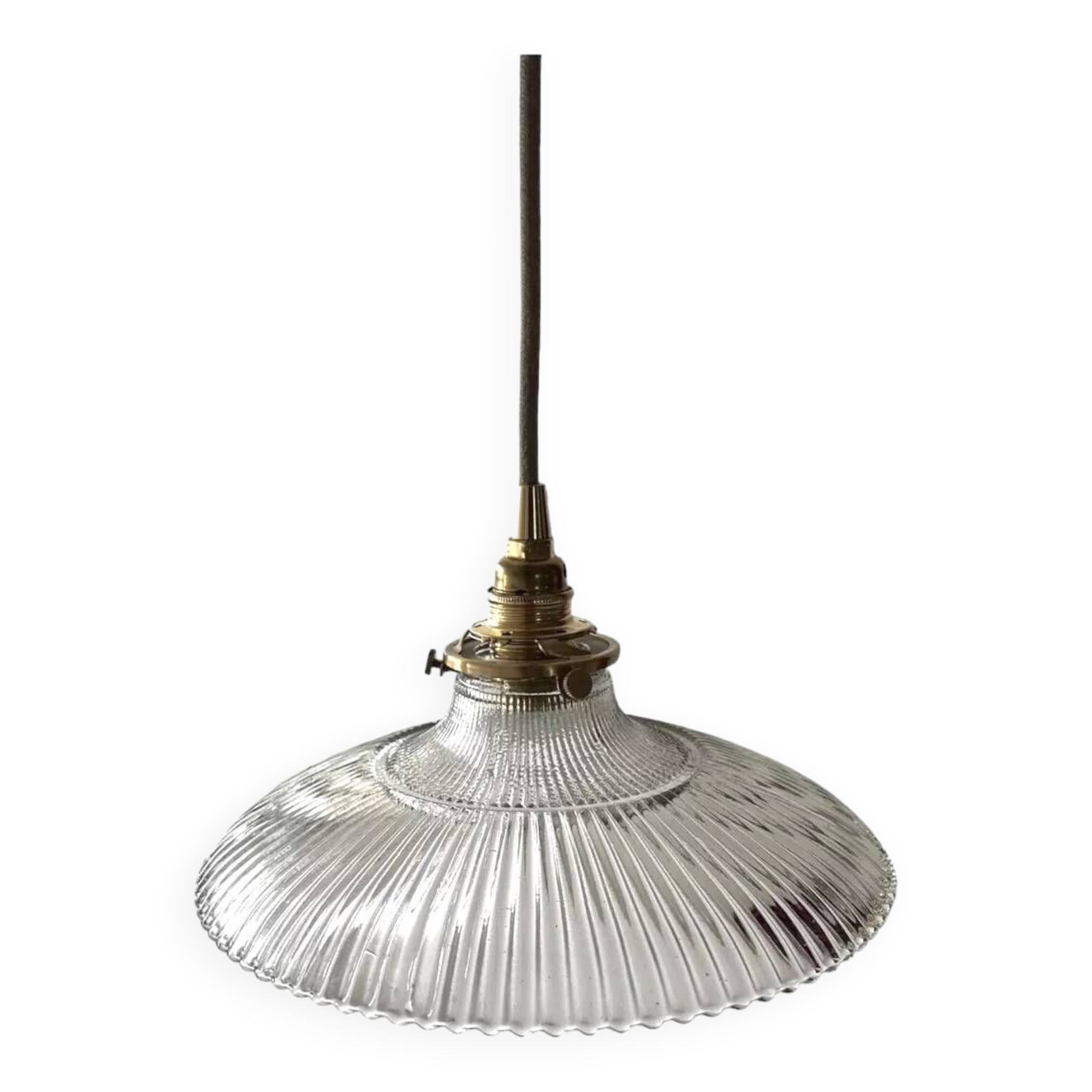 Vintage holophane glass pendant light