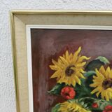 Tableau nature morte, tournesol, signé