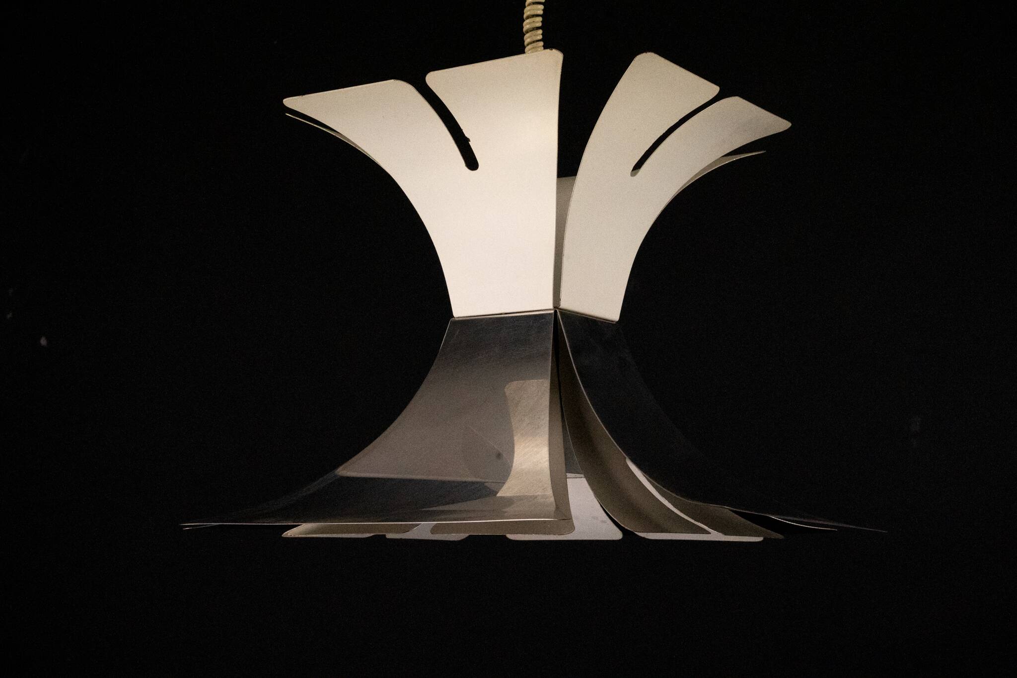 1970s Goffredo Reggiani Style Lacquer & Chrome Chandelier