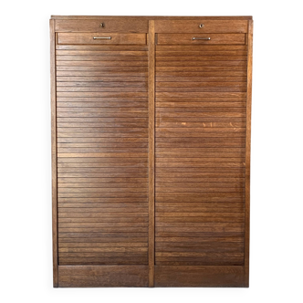 Vintage oak double curtain filing cabinet