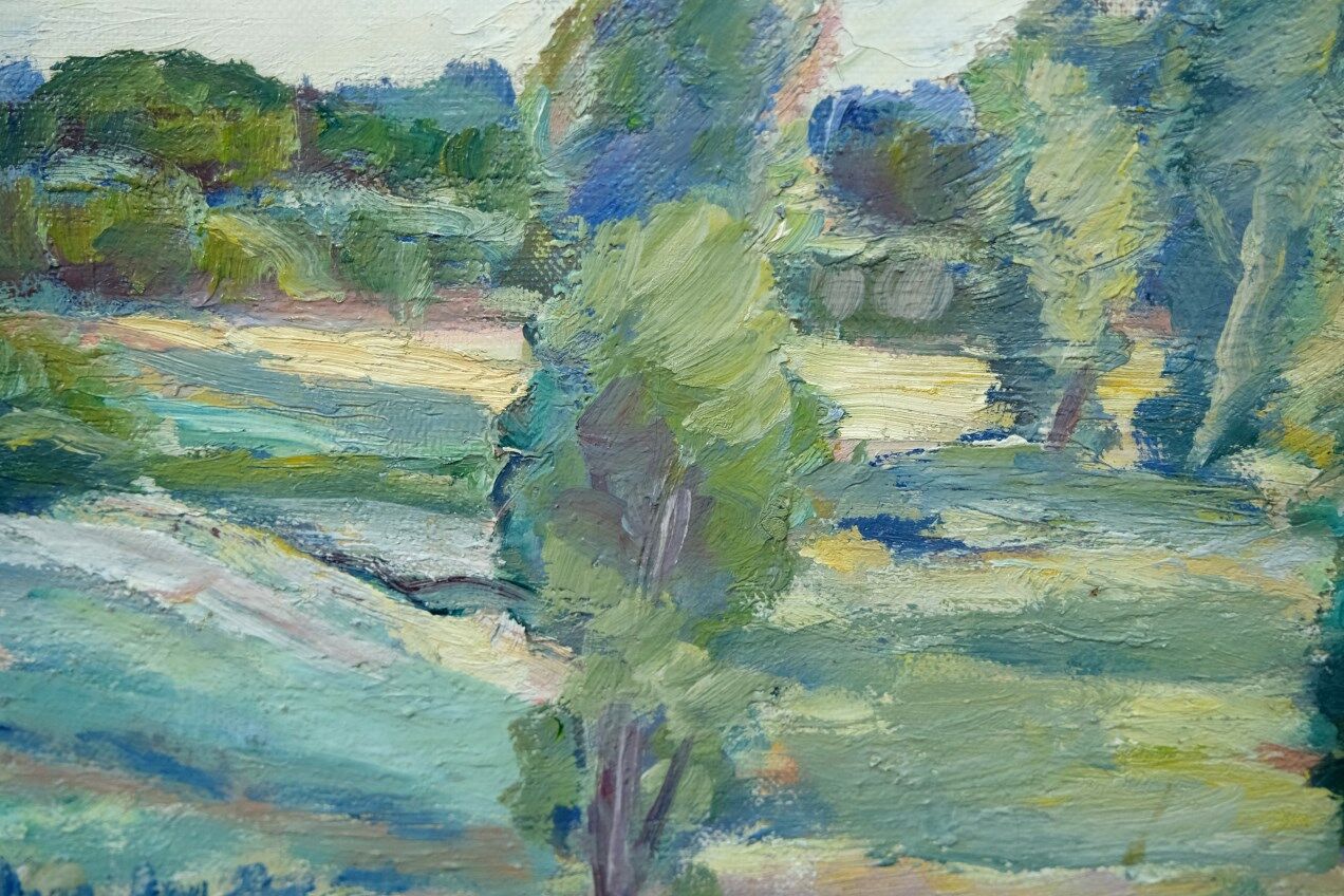 Katarina Fontaine, Swedish Modern Landscape, Oil on Panel, 1950s, Framed