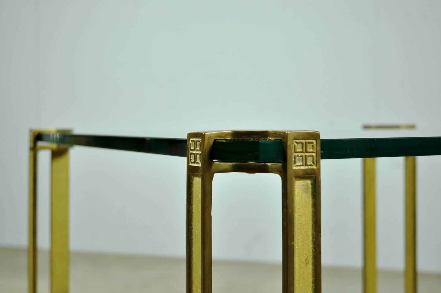 GLASS & BRASS coffee table by Peter Ghyczy, 1970s