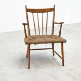 1950's dutch rattan and oak lounge / easy chair