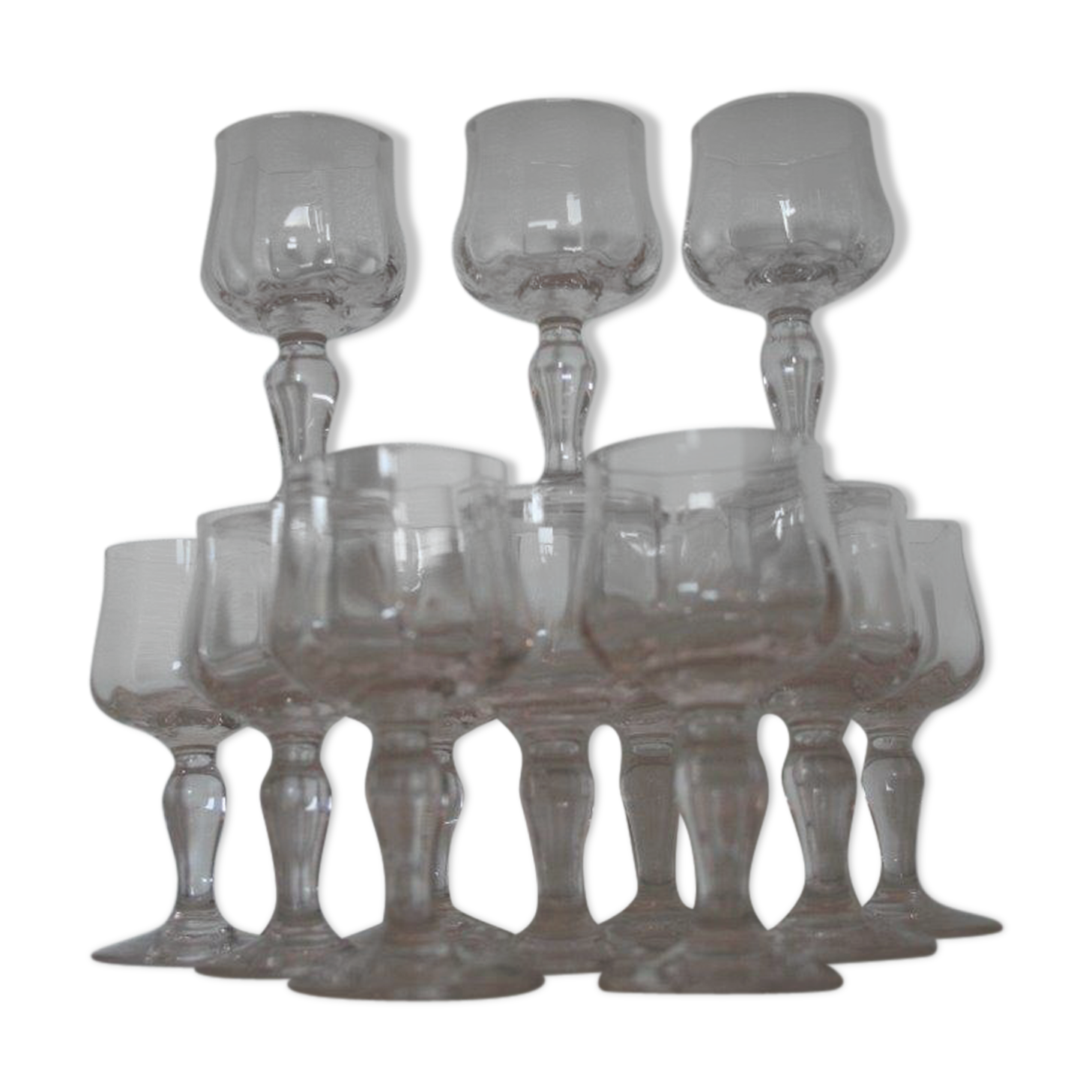 Verres à pied facettés verre rosé x 12