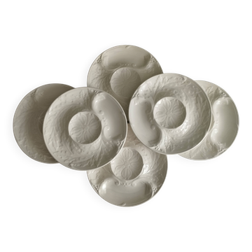 Set of 6 artichoke plates in white faience from Gien.