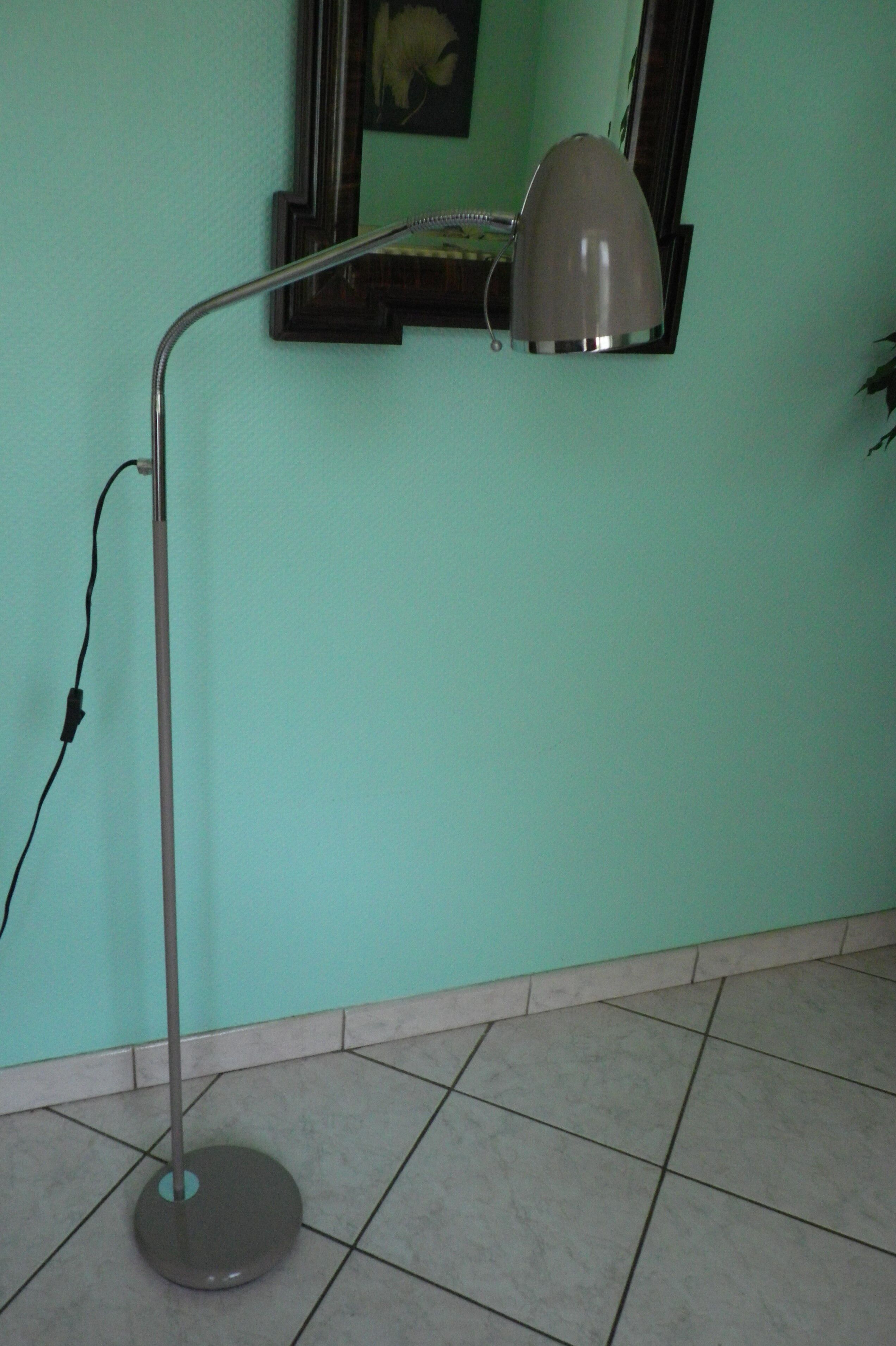 FLOOR lamp design COREP, lacquered steel taupe color, reclining