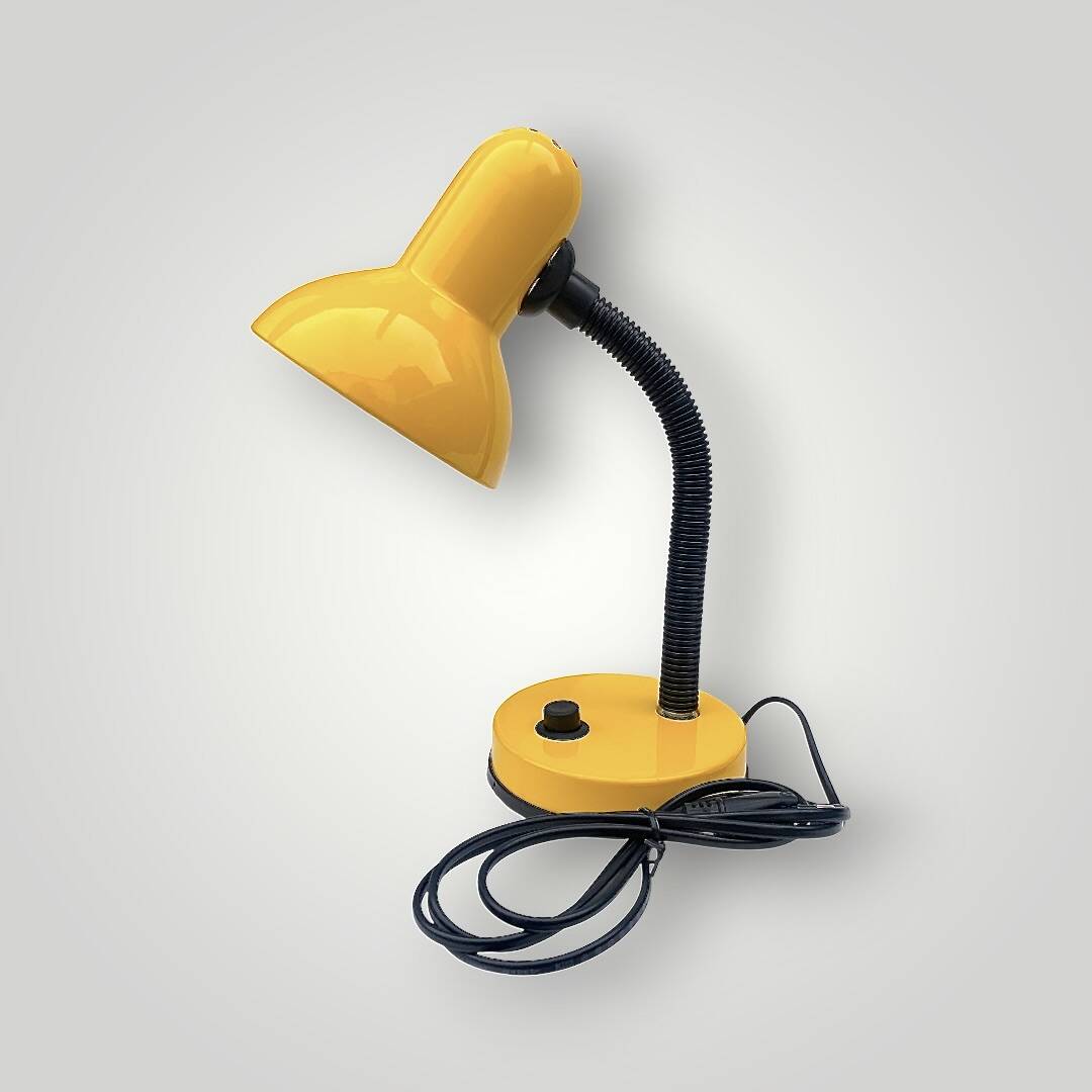 Small yellow metal desk lamp - new in its box - 1990