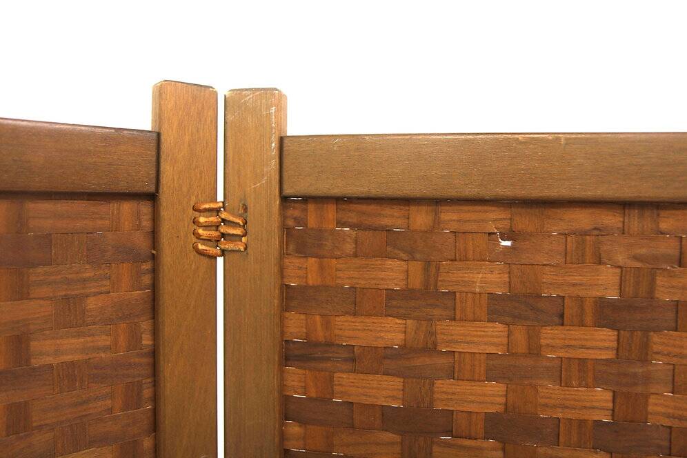 Screen in pine, oak and leather, "Spåna", Alberts Möbelfabriker, Sweden, 1970