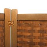 Screen in pine, oak and leather, "Spåna", Alberts Möbelfabriker, Sweden, 1970