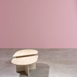 Pair of modernist in travertine 1970 lounge tables s