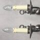 2 Wall Sconces Candle Holders Antique Style - Satin Nickel Metal - E14 Socket