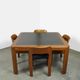 Vintage dining table set with plywood chairs and wooden table with slate inlay, 70s