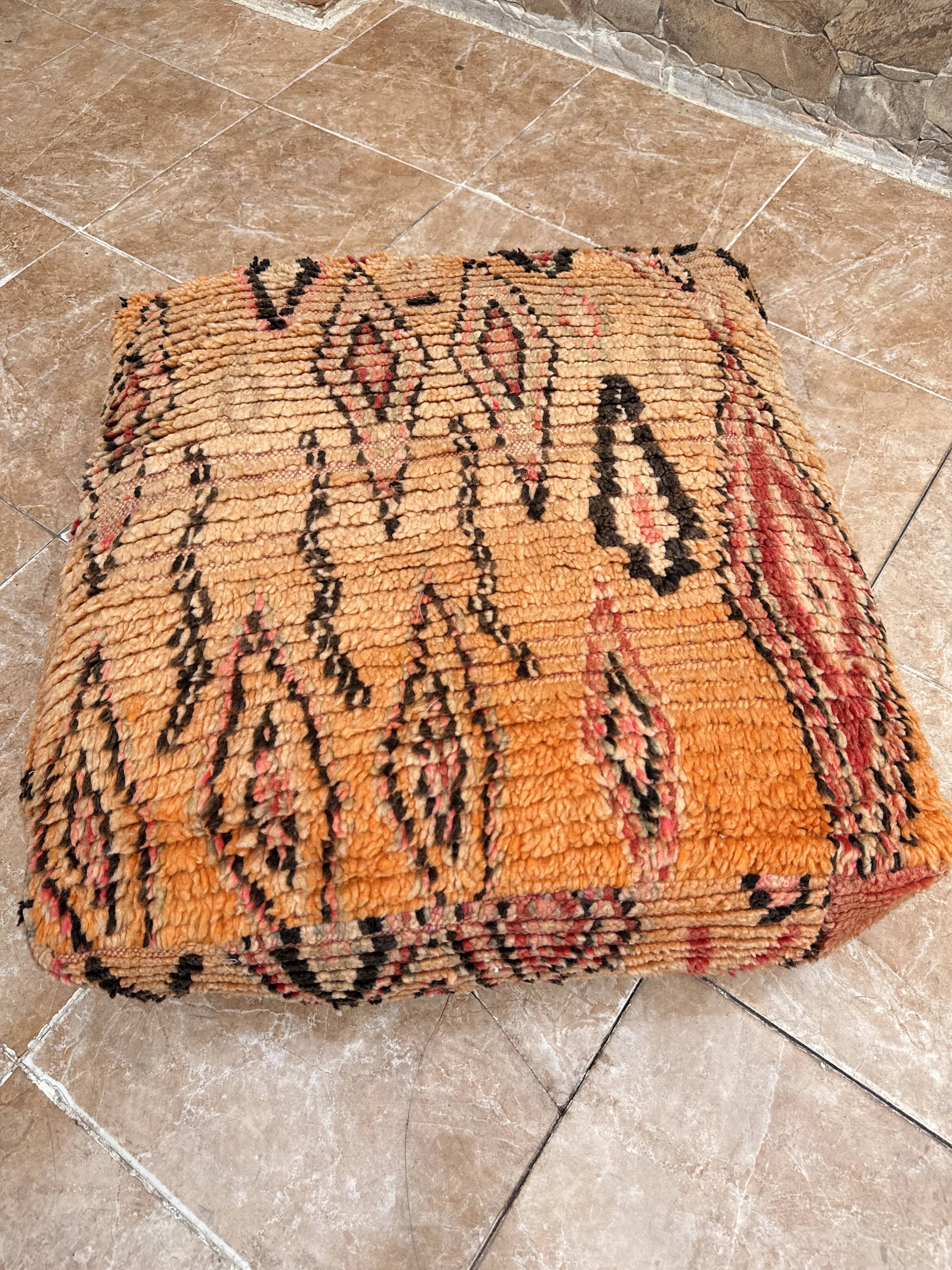 Handmade Berber Kilim pouf, floor cushion
