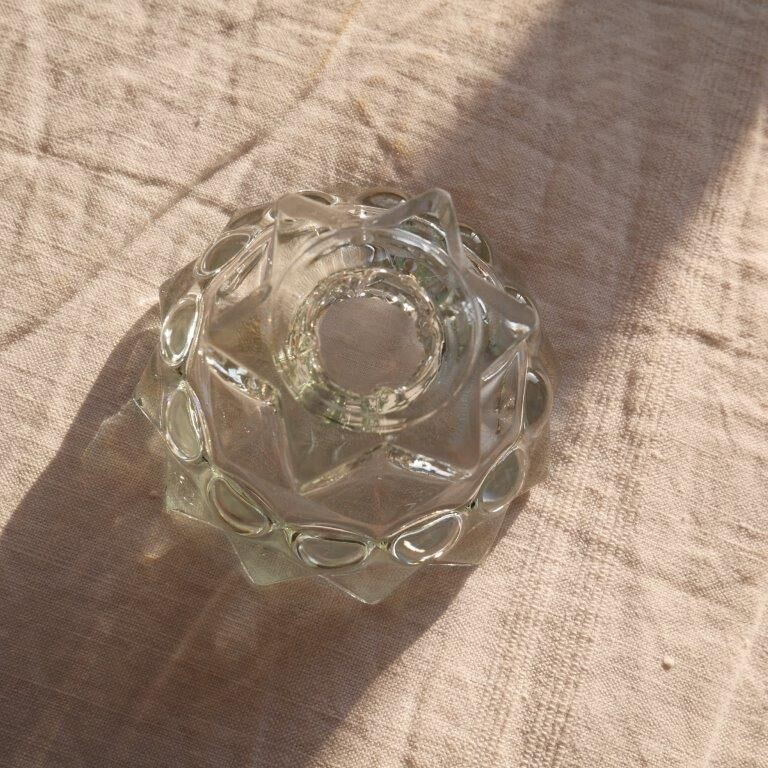 Set of 5 glass candle holders, star shape
