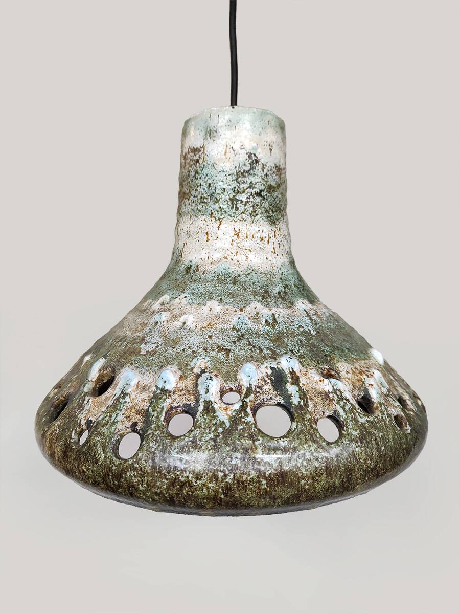 Midcentury ceramic fat lava vintage pendant lamp