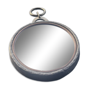 Miroir ''Hublot'' brutaliste - fer