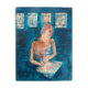 Tableau huile sur toile signé portrait femme « La Dessinatrice »