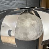 Chrome metal/glass chandelier pendant light from the 70s