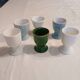6 mismatched old egg cups