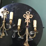 Pair of bronze sconces and pendants