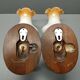 Paire d'appliques murales art-déco ~ verre opalin teinté ~ bois sculpté ~ France ~ 40's