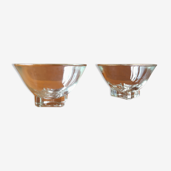 2 glass cups with gold edge