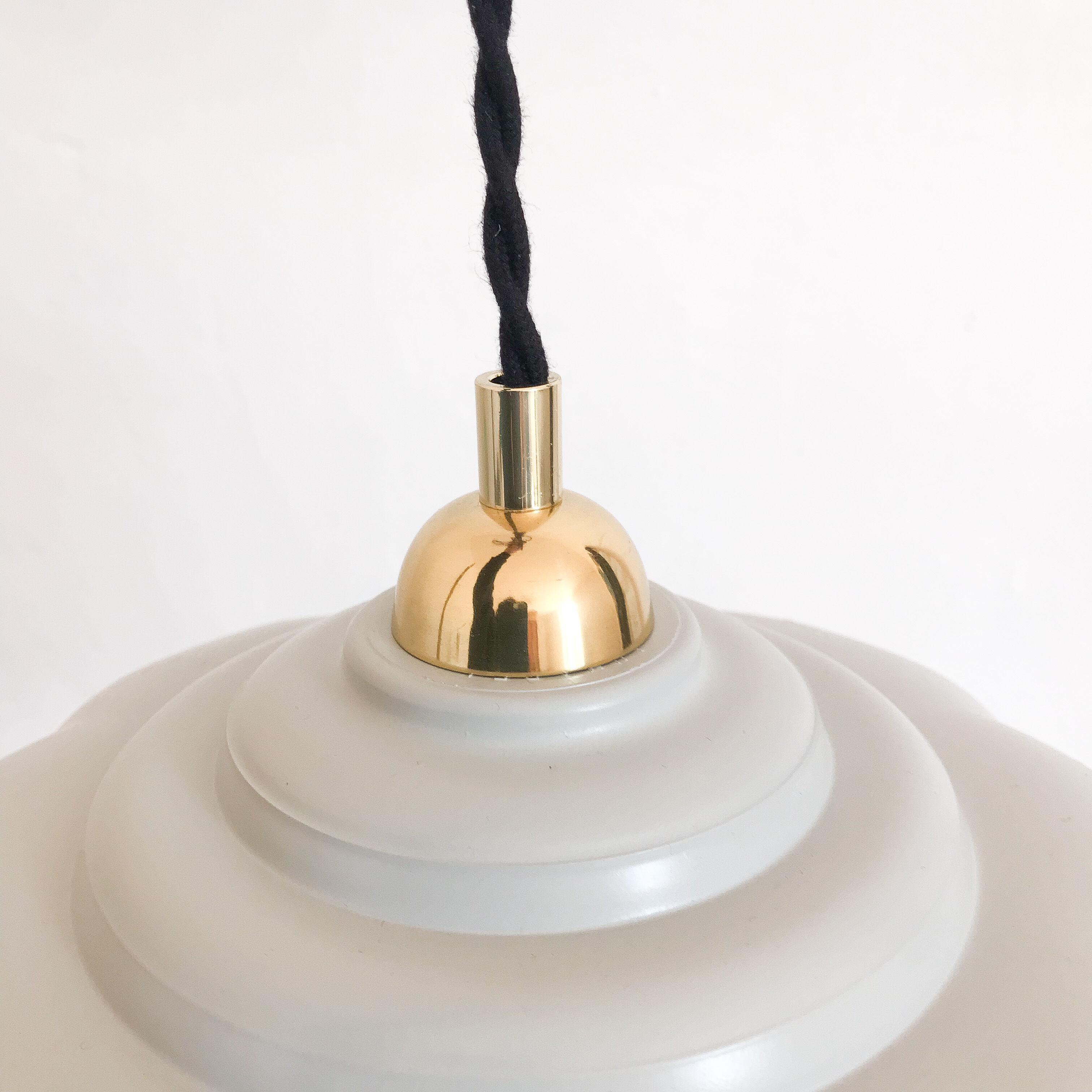 Suspension abat jour vintage gris perle