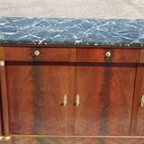 Flamed mahogany enfilade with sea green marble in Empire style.