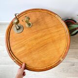 Vintage round rattan coffee table 1970