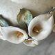 Pair of bedside lamps, vintage floral ceramic by Nazareno Picciotti, Deruta Italie