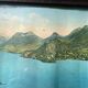 Vintage photographic print / Lake Annecy Alps / wooden frame
